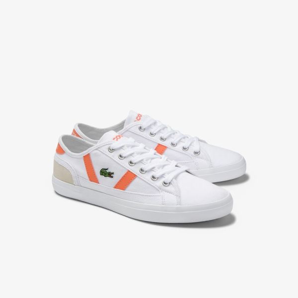 Lacoste Sideline Canvas and Suede Sneakers Dámské - Tenisky Bílé / Oranžové | CZ-5oJspm